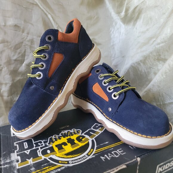 Dr.Martens Air Wair Kids Sneakers Made In Englad Navy and Brown - Picture 1 of 10